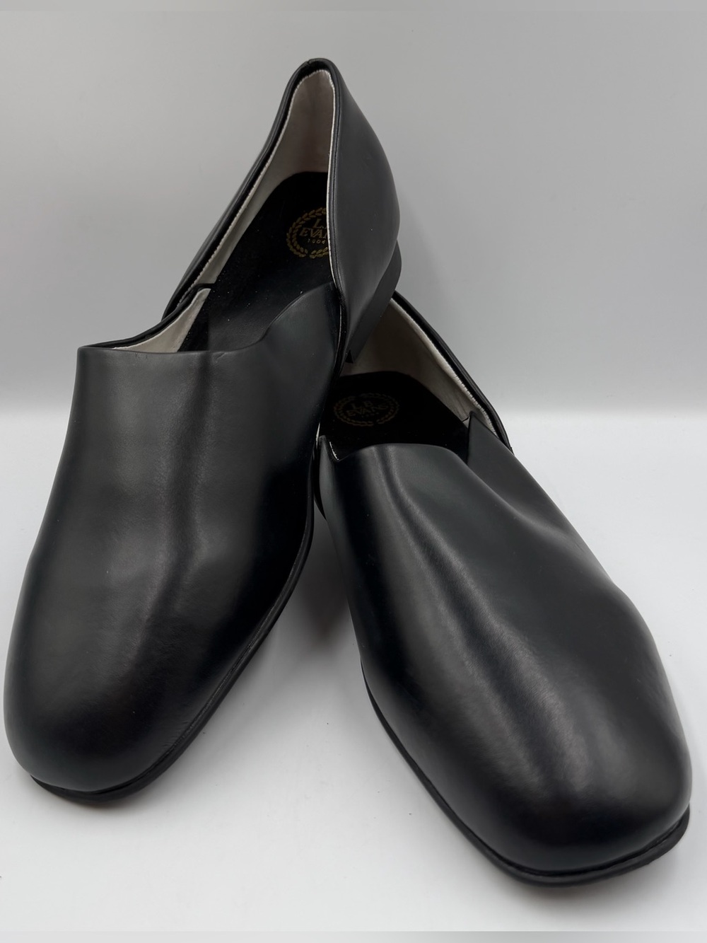 L.B. Evans Black Leather Slipper Radio Tyme II Mens 12M Classic Indoor Outdoor
